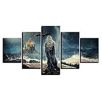 Epikkanvas Empowered Living™ - 5PCS Framed Game of Throne Queen Canvas Prints - 5 Piece Famous Show Game Of Thrones Artwork on Wall Art for Office and Home Wall Decor (XLarge: 40*60cm x2pcs+40*80cm