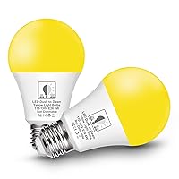 Dusk to Dawn LED Yellow Bug Light Bulb, 6W(40W Equivalent) Yellow Bug Light Bulbs for Porch Lights Outdoor, Auto On/Off A19 LED Bug Lights, Photocell Sensor, E26 Base, 2 Pack