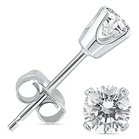 1/4 Carat TW AGS Certified Round Diamond Solitaire Stud Earrings in 14K White Gold (K-L Color, 12-I3 Clarity)