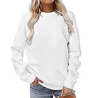 Womens Tunic Tops Casual Long Sleeve Round Neck Stretchy Blouses Loose Fit Plain Work Sweatshirt Pullover Shirts