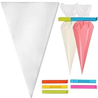 Piping Bags, Pack of 100, 18 Inch Disposable Pastry Icing Bags with 5 Clips, Thickened Anti-Burst Cake Decorating Bags for Cupcakes Cookies