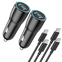 iPhone 15 Car Charger Fast Charging, 2 Pack 40W Dual USB C Car Charger Adapter Cigarette Lighter with USB C Charging Cable Compatible for iPhone 15/15 Plus/15 Pro/15 Pro Max, iPad Pro/Air/Mini, Black