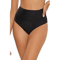 BECCA Women's Standard Color Code High Waisted Bikini Bottom, Shirred Seam, Cheeky Coverage, Swimwear Separates