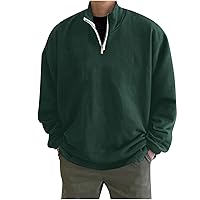 Mens Half Zip Sweatshirt Oversized Casual Long Sleeve Pullover Loose Fit Stand Collar Fashion Clothes