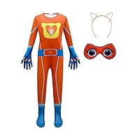 Kitties Costume for Girls Cosplay Jumpsuit with with Mask and Headband 3-10 Years