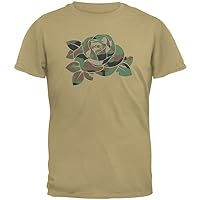 Old Glory Camo Rose Military Wife Tan Adult T-Shirt - X-Large