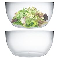 Large Acrylic Salad Bowls and Serving Bowls, Great for Serving Salad, Popcorn, Chips, Dips, Condiments, Break-Resistant Set of 2, Clear 146 oz