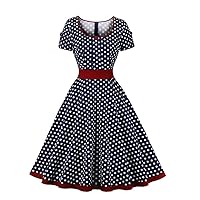 Women's Vintage Retro Rockabilly 1950s Polka Dot Swing Dress