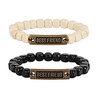 MILAKOO 1 Pair Wood Beads Bracelet for Friendship Distance Bracelet Wristband Best Friends
