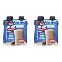 Atkins, PLUS Protein & Fiber High Protein Shake, Creamy Milk Chocolate, 4-11 ounce bottles(44 fl ounces) (Pack of 2)