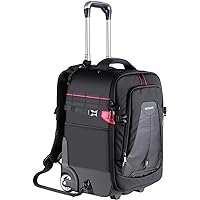 Neewer 2-in-1 Rolling Camera Backpack Trolley Case - Anti-Shock Detachable Padded Compartment, Hidden Pull Bar, Durable, Waterproof for Camera,Tripod,Flash Light,Lens,Laptop for Air Travelling(Black)