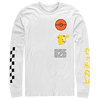 Fifth Sun Men's Pikachu and Pokeball Long Sleeve T-Shirt