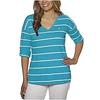 Nautica Ladies' V-Neck Top with Roll Tab Tee