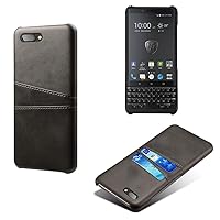 Compatible with BlackBerry Key2 Case PC Hard Back Cover Phone Protective Shell Protection Non-Slip Wallet Business Style Protective case Leather Key 2 (Black)