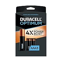 Duracell Optimum AAA Alkaline Batteries | Long Lasting 1.5V Triple A Battery | Resealable Package for Storage | 8 Count