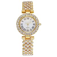 Fashion Wrist Watches for Women Crystal Diamond Roman Numeral Silver Quartz Analog Ladies Dress Watch