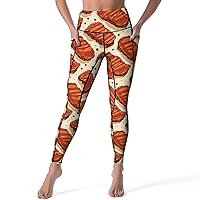 Fried Steak Food Women's Yoga Pants Leggings with Pockets High Waist Compression Workout Pants
