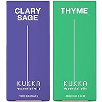 Sage Oil for Skin & Thyme Oil for Hair Growth Set - 100% Nature Therapeutic Grade Essential Oils Set - 2x0.34 fl oz - Kukka