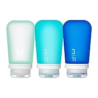 humangear GoToob+ 3-Pack | Refillable Silicone Travel Bottle | Locking Lid | Food-Safe Material