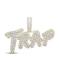The Diamond Deal 10kt Two-tone Gold Mens Baguette Diamond TRAP Charm Pendant 3-3/8 Cttw