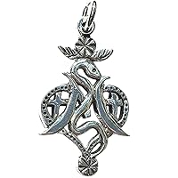 MARIE LAVEAU VEVE - Solid Cast 925 Voodoo Veve Lwa Vodou Charm Pendant in Sterling Silver