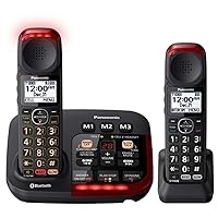 Panasonic KX-TGM430B + (1) KX-TGMA44B Link to Cell Bluetooth Talking Caller ID Voice Volume Booster Slow Talk Control Amplified Cordless Phone - 2 Handset