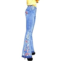 Women's High Waisted Bell-Bottom Jeans (Light Blue, 3XL)