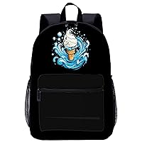 Ice Cream Watercolor 17 Inch Laptop Backpack Large Capacity Daypack Travel Shoulder Bag for Men&Women
