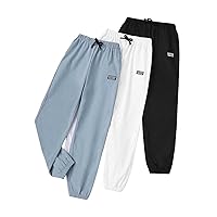 Milumia Girl's 3 Pack Sweatpants Letter Patched Elastic Waist Joggers Sweat Pants