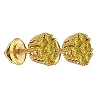 The Diamond Deal Sterling Silver Womens Round Yellow Color Enhanced Diamond Flower Cluster Stud Earrings 1.00 Cttw