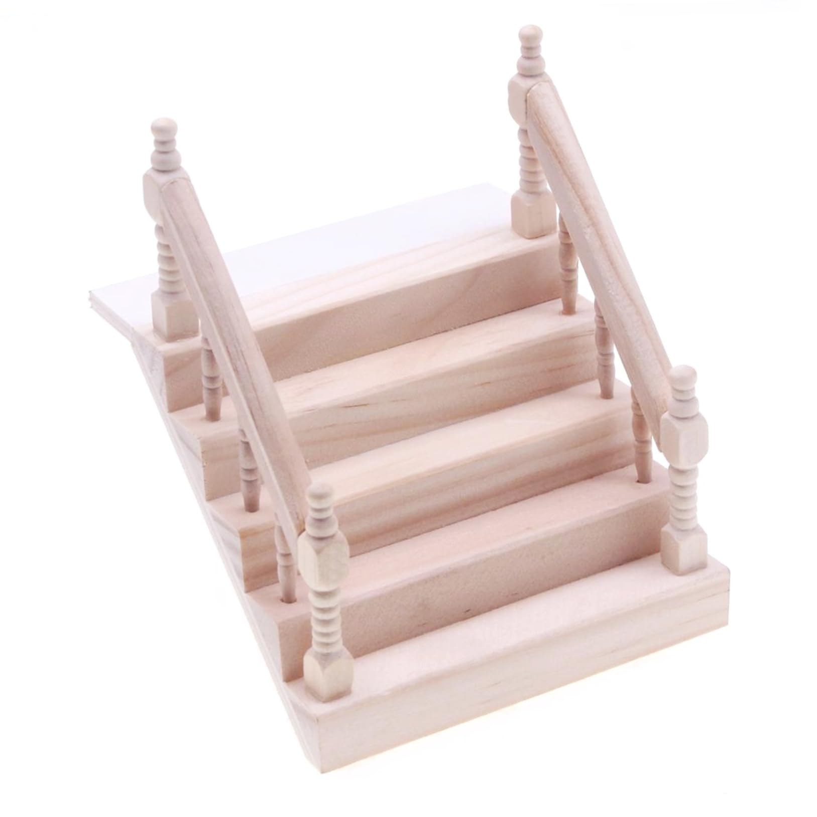Dollhouse Staircase Wood Dollhouse Stairs 1:12 Scale Doll House Accessories with Handrail DIY Unpainted Mini Dollhouse Furniture for Fairy Garden Doll House Scene