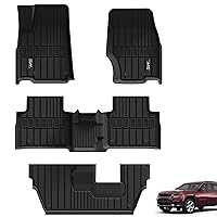 3W Floor Mats Fit for Jeep Grand Cherokee L 7 Seat 2021-2024 All Weather TPE Custom Fit Floor Liner for 1-3 Rows Full Set Car Mats Black