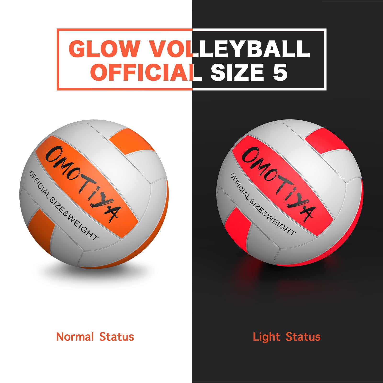 Light Up Volleyball - Glow in the Dark - Size 5 LED Glowing Volleyball Sports Gear Gifts for Boys & Girls 8-15+ Year Old - Kids, Teens Gift Ideas - Cool Toys 8 9 10 11 12 13 14 15 Night Activity