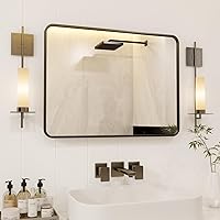 IDEALHOUSE 22x30 Inch Black Framed Bathroom Mirror, Wall Mounted Rectangle Mirror, HD Resin Vanity Mirror, Tempered Glass, Aluminum Alloy Frame (Horizontal/Vertical)