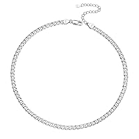 ChainsHouse Choker Necklace for Women 925 Sterling Silver Dainty Figaro/Cuban/Star/Bead Chain Minimalist Jewelry, with Gift Box