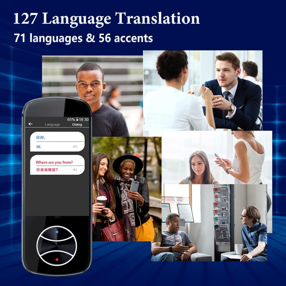 Language Translator Device Portable Real-time Voice Translation in 127 Different Languages and Accents, Support Instant Offline/WiFi/Hotspot Accuracy Image Interpreter Translation
