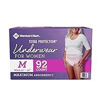 Members Mark Total Protection Underwear for Women, Medium (92 Count)