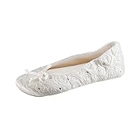 Isotoner Women's Ballerina Slippers with Terry Lined and Rose Quilt Ballet Flat