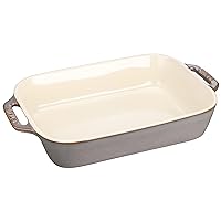 Staub 40511-884 Rectangular Dish, Antique Gray, 10.6 x 7.9 inches (27 x 20 cm), Ceramic Gratin Dish, Oven, Microwave Safe