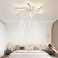 Modern Ceiling Fan with Lighting and Remote Control DC Ceiling Fans Quiet with Light Timer Reversible Summer and Winter LED Bedroom Kitchen White