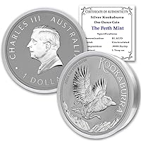 2024 P 1 oz Australian Silver Kookaburra Coin Brilliant Uncirculated (in Capsule) with Certificate of Authenticity $1 Seller BU