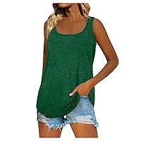 Womens Workout Tank，Sleeveless Tank Tops for Women Summer Tops V Neck Solid Color Basic Loose Fit Workout Shirts
