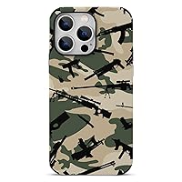 Camouflage Gun Compatible with iPhone 13 Case Shockproof Anti-Scratch Soft Case Fiber Skin