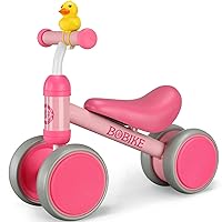 Baby Balance Bike Toys for 10-24 Months Kids Toy Boy and Girls Gifts Toddler Best First Birthday Gift Children Walker No Pedal Infant 4 Wheels Bicycle (Rose Red)