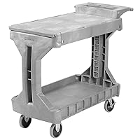 Akro-Mils 30930 ProCart 400 Pound Capacity Heavy Duty 2 Tier Rolling Service Utility Cart with Wheels and Hinged Side Gates, 42-Inch x 19-Inch x 35-Inch, Gray