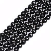 GEM-Inside Natural 6mm Round Black Tourmaline Gemstone Loose Beads Energy Power Beads for Jewelry Making 15
