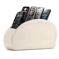 Remote Control Holder with 5 Pockets - Store DVD, Blu-Ray, TV, Roku or Apple TV Remotes - PU Leather with Suede Lining - Slim, Compact Living or Bedroom Storage