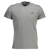 Elegant Gray Embroidered Cotton Men's T-Shirt