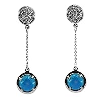 Sleeping Beauty Turquoise Round Shape Gemstone Jewelry 10K, 14K, 18K White Gold Drop Dangle Earrings For Women/Girls