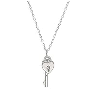 jewellerybox Sterling Silver Heart Padlock Key Necklace 14-22 Inches